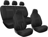 OxGord Padded Car Seat Cover - Solid Black for Front Low Bucket and 50-50 or 60-40 Rear Split Bench - Universal Fit for Car, Truck, SUV, Van, or Pickup - Includes Seat Belt Pads - 10 PC Complete Set