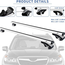 YITAMOTOR 54" Aero Aluminum Crossbars Roof Rack, Rooftop Cross Bars Fit for Cars SUVs with Raised Side Rails and Gap