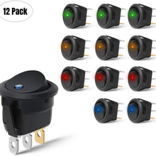 Nilight 90013L 12PCS Round Toggle LED Switch 12V Car Truck Rocker On-Off Control Blue Green Yellow Red,2 Years Warranty