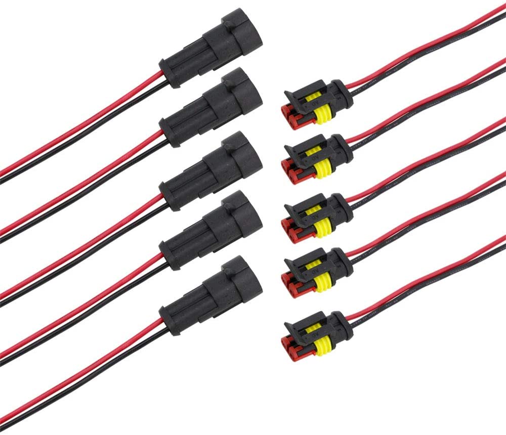 5 Sets AMP 1.5 series 2 Pin 10cm line connector harness male and female automotive waterproof plug harness assembly (AMP1.5-2 Pin)