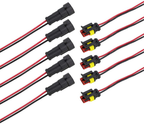 5 Sets AMP 1.5 series 2 Pin 10cm line connector harness male and female automotive waterproof plug harness assembly