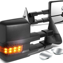 Replacement for Silverado/Sierra Black Manual Folding w/Amber LED Signal Towing+Adjustable Corner Blind Spot Mirror