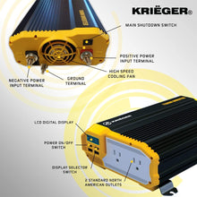 KRIËGER 1100 Watt 12V Power Inverter Dual 110V AC Outlets, Installation Kit Included, Automotive Back Up Power Supply For Blenders, Vacuums, Power Tools MET Approved According to UL and CSA.