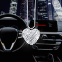 Clear Bling Car Rear View Mirror pendant White Crystal Heart-shaped Prism Hanging Car Home Decoration Suncatcher Car intertior Accessories for Women Car (Diamond Heart-shaped)