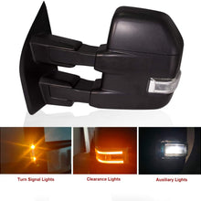 AERDM New towing mirror Black Housing with Temperature sensor fit 2015-2018 F150 Towing Mirrors w/Blind Spot mirror with Turn Signal, Puddle and Auxiliary Lamp