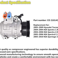 AC Compressor & A/C Clutch, A/C Ports 4 grooves Replacement for 05-09 Hyundai Tucson 2.0L, 04 KIA Spectra 1.8L, 04-06 KIA Spectra 2.0L, 05-06 KIA Spectra5 2.0L, 05-10 KIA Sportage 2.0L CO 21014C