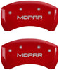 MGP Caliper Covers 12162SMOPRD Red Powder Coat Finish Engraved Front/Rear MOPAR Caliper Cover, (Set of 4)