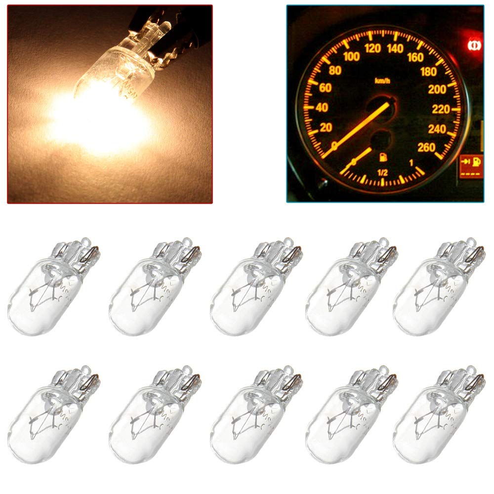 cciyu T10 168 194 W5W Halogen Light Bulb Instrument Cluster Gauge Dash Lamp (10pack white)