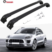 2 Pieces Cross Bars Fit for Porsche Macan 2014-2021 Black Cargo Baggage Luggage Roof Rack Crossbars