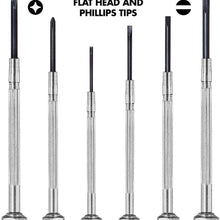 6PCS Mini Screwdriver Set with Case, Precision Screwdriver Kit with 6 Different Size Flathead and Phillips Screwdrivers, Perfect mini Screwdriver Bits for Jewelry, Watch, Eyeglass Repair.