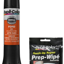 Dupli-Color AFM0403 Colorado Red Exact-Match Scratch Fix All-in-1 Touch-Up Paint for Ford Vehicles (D3) Bundle with Prep Wipe Towelette (2 Items)