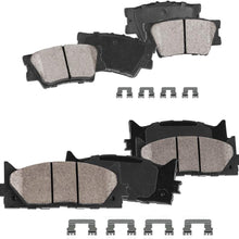 CPK11264 FRONT + REAR Performance Grade Quiet Low Dust [8] Ceramic Brake Pads + Dual Layer Rubber Shims + Hardware