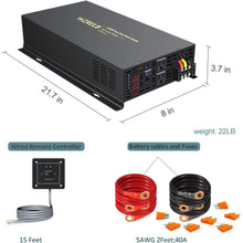 WZRELB 3500W 24VDC 120VAC Pure Sine Wave Power Inverter, 2 AC Outlets, Wired Remote Control, RV (RBP-350024WR)
