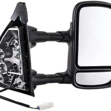 Passenger Side Towing Mirror for Ford Super Duty F-250, F-350 (1999 2000 2001 2002 2003) Textured Non-Heated Power Adjustment Folding Telescopic Right Door Rear View Replacement FO1321196