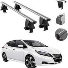 Roof Rack Cross Bars Lockable Luggage Carrier Smooth Roof Cars | Fits Nissan Leaf 2018-2021 Silver Aluminum Cargo Carrier Rooftop Bars | Automotive Exterior Accessories