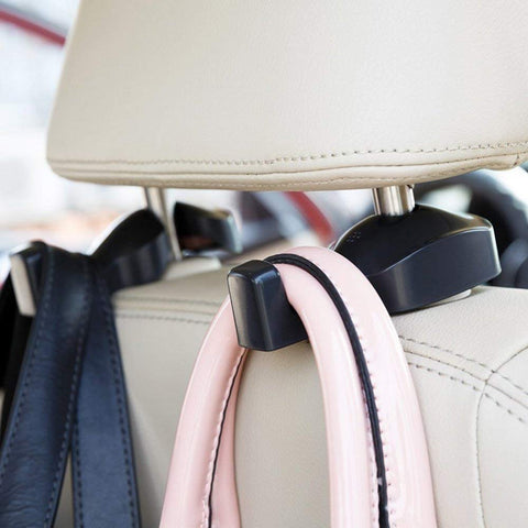 IPELY Universal Car Vehicle Back Seat Headrest Hanger Holder Hook for Bag Purse Cloth Grocery (Black -Set of 2).