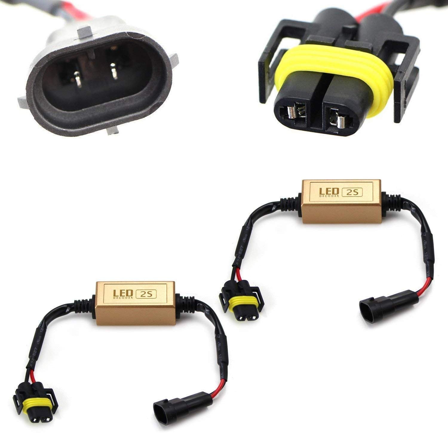 iJDMTOY (2) H11 H8 LED Headlight Canbus Error Free Anti Flicker Resistor Canceller Decoders (Plug-In-Play)