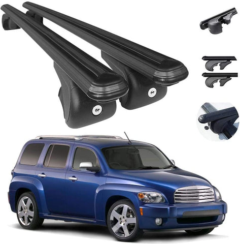 OMAC Black Aluminum Roof Top Bar Cross Bars Cargo Rack - Luggage, Ski, Kayak Carrier | 165 LBS / 75 KG Load Capacity - Set 2 Pcs | Fits Chevrolet HHR 2006-2011