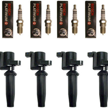 Set of (4) Bosch Pre-Gapped Spark Plugs 4304 + (4) Ignition Coils For Ford Mazda & Mercury