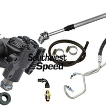 SOUTHWEST SPEED POWER STEERING CONVERSION KIT,COMPATIBLE WITH 76-86 JEEP CJ5 CJ7,20:1 GEAR BOX,1400 SERIES POWER STEERING PUMP,V-BELT PULLEY,PITMAN ARM,TELESCOPING STEERING SHAFT,LINES,HOSES,FITTINGS