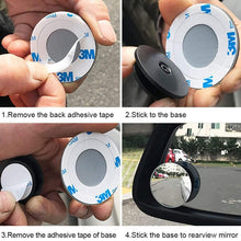 AmFor, HD Glass Convex Lens Frameless Adjustable Blind Spot Mirror for All Universal Vehicles Car Stick-on Design (2 PCS) (Rectangle), 2 Pack
