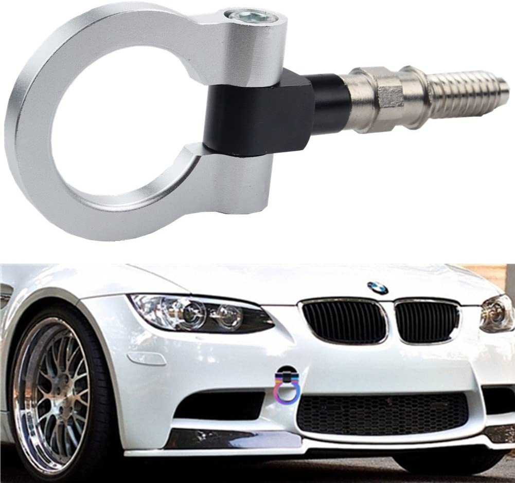 Dewhel Aluminum Track Racing Front Rear Bumper Car Accessories Auto Trailer Ring Eye Towing Tow Hook Kit Red Screw On For BMW 1 3 5 Series X5 X6 E36 E39 E46 E82 E90 E91 E92 E93 E70 E71 MINI Cooper