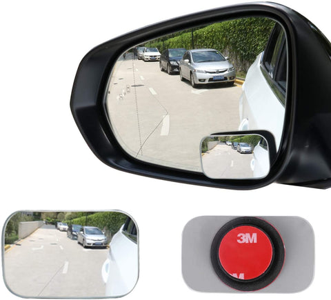 LivTee Blind Spot Mirror, Rectangle Shaped HD Glass Frameless Convex Rear View Mirror with wide angle Adjustable Stick for Cars SUV and Trucks, Pack of 2