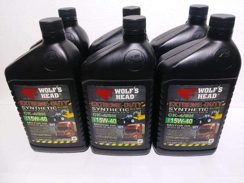 Wolf's Head 6 QUARTS Motor Oil Synthetic Blend 15W-40 HD Diesel Gasoline Engine Motor Oil