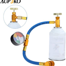 Aupoko R134A AC Refrigerant Charge Hose, 1/2’’ Acme Can Opener Tap Dispensing Valve, and Recharge Hose with Pressure Gauge, Fits for Car AC Air Conditioning Refrigerant