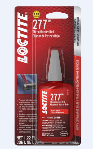 Loctite 555353 Threadlocker 277 High Strength Bottle, Red, 36-ml