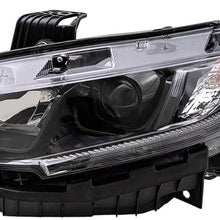 Brock Replacement Driver Halogen Headlight with Black Bezel Compatible with 2019 2020 Civic