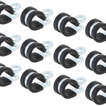 X AUTOHAUX 12pcs 16mm 0.63 Inch R Shape Automotive Galvanized Iron Cable Clamp Rubber Cushioned Insulated Clamp Metal Clamp for Tube Pipe Wire Installation