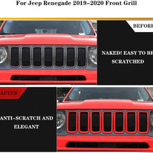 Oubolun Front Grill Grille Inserts for Jeep Renegade 2019-2020 Car Exterior Accessories ABS Grill Guard Cover Trim - Imitation Carbon Fiber (Pack of 7)