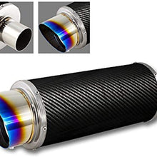 S SIZVER Weld-On Muffler Series 4" N1 Fire Ball Burnt Tip Carbon Fiber Wrap 2.5" Inlet+Silencer