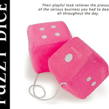 Zone Tech Pair Black and White Mirror Fuzzy Dice - Pair Black and White Plush Car Mirror Fuzzy Dice Pair (Pink)