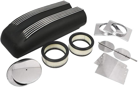 Assault Racing Products A5234PBK Black Polished Finned Top Shotgun Intake Air Scoop Single & Dual Carb Setup