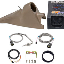 GlowShift Gauge Diesel Gauge Package for 2003-2007 Ford Super Duty 6.0L Power Stroke - Black 7 Color 1500° F Pyrometer EGT Gauge - Tan Single Gauge Pillar Pod with Grab Handle Cutout