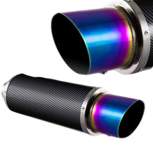 S SIZVER Weld-On Muffler Series Universal 4" N1 Rainbow Burnt Slant Tip Carbon Fiber Exhaust Muffler 2.5" Inlet