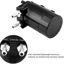 Oil Catch Tank, Universal Aluminum Car Engine Oil Reservoir Catch Can Breather Tank Kit(Black)