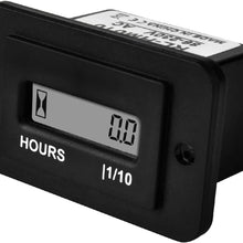 Jayron Rectangular LCD Digital Hour Meter AC 86-230V Resettable No Battery Required,for Small Engine Quad Bike Motorcycle Lawn Mower Snowmobile Motocross Chainsaw