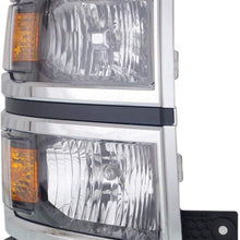 Head Lamp Set of 2 Compatible with CHEVROLET SILVERADO 1500 2014-2015 Right Side and Left Side Assembly Halogen Wt/Lt Models 3Rd Gen. CAPA