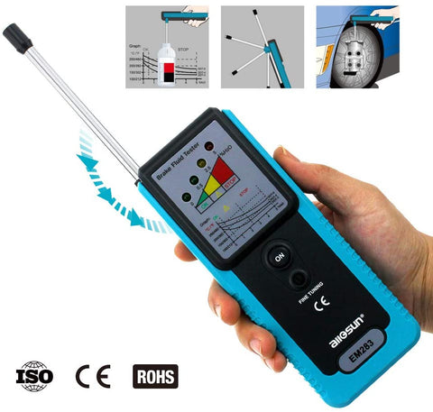 Automotive Brake Fluid Tester Car Oil Quality Diagnostic Tool 180° Pucker Oil Inspect LED Light Sound Alarm