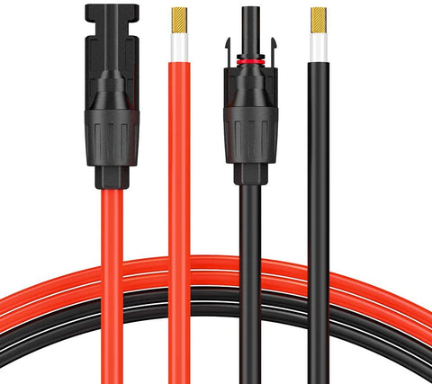 BougeRV 10 Feet 10AWG Solar Extension Cable with Female and Male Connector Solar Panel Adaptor Kit Tool (10FT Red + 10FT Black)