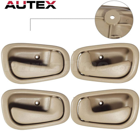 AUTEX Door Handle 4pcs Interior Front Rear Left Right Driver Passenger Side Compatible with Toyota Corolla 1998 1999 2000 2001 2002 Beige Door Handle 79501 79500 80889 80890