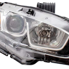 Brock Replacement Passenger Halogen Headlight with Chrome Bezel Compatible with 2016-2019 Civic Sedan Coupe Hatchback