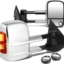 Replacement for Silverado 1500/2500/3500 Heated Power Signal Extendable Chrome Towing Side+Corner Blind Spot Mirror
