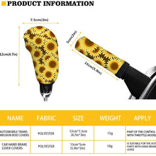 Coloranimal Yellow Sunflower Steering Wheel Cover,3 Piece Set Stretch Cover for Steering Protector,Anti-Slip Car Gear Shift Knob Cover + Handbrake Lever Cover for Women Girls