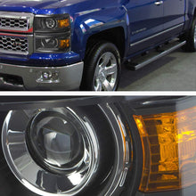 For 14-16 Chevy Silverado 1500 LED Projector Black Len Pair Headlights Headlamps Reflector