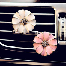 2 Pack Daisy Flowers Car Accessories Cute Car Air Freshener Bling Diamond Air Vent Clips Automotive Interior Trim Car Decorations Gift (White)