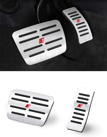 TTCR-II Pedal Covers for Audi A4 A5 A6 A7 A8 Q5 SQ5 and Porsche Macan, No Drill Anti-Slip Aluminum-Alloy Brake and Gas Pedal Pad (Automatic Transmission, 2 Sets)